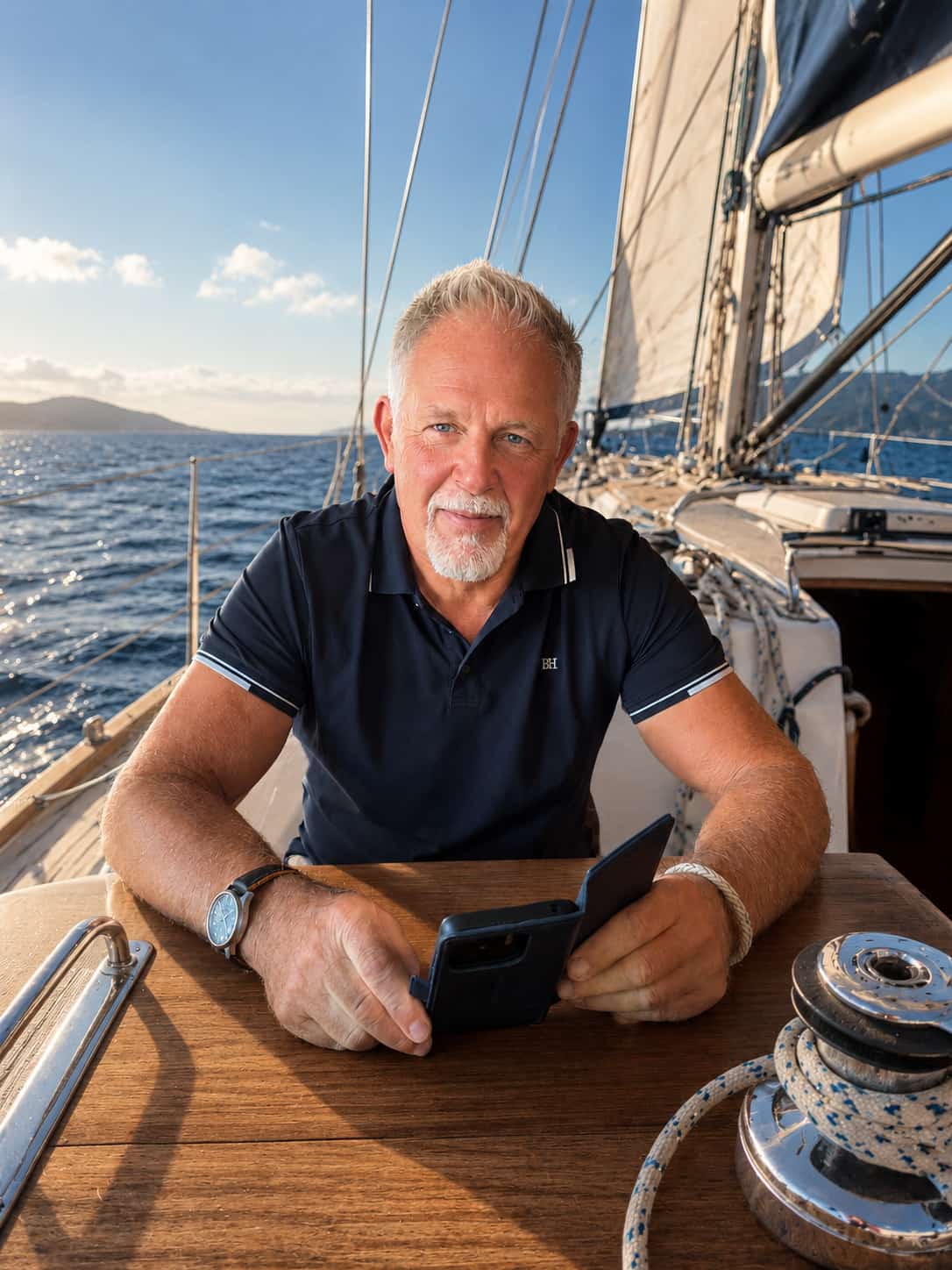Siggi Fischer auf seiner Bavaria 50